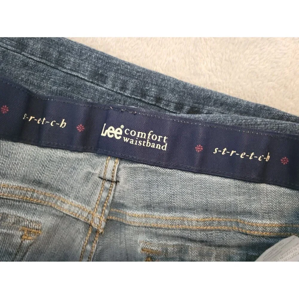 Lee Womens Plus Size 18 High Rise Straight Leg Jeans Dark Wash Stretch SL42E